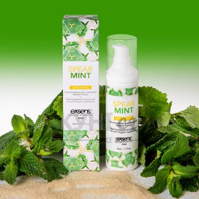 Масажна олія EXSENS Organic Spear Mint 50мл розігрівальна, без цукру, без парабенів, їстівна 101955 фото