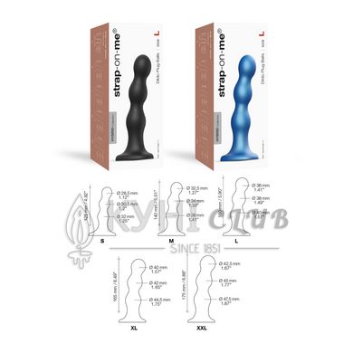 Насадка для страпона Strap-On-Me Dildo Plug Balls Blue Metallic M, Голубой 105793 фото