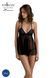 Пеньюар Passion KERRIA CHEMISE black, L/XL, кружевной верх, трусики в комплекте 108510 фото 1