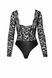 Боди Noir Handmade F296 Psyche, 3XL, кружево, длинный рукав, низ под латекс, с доступом 108216 фото 6