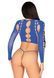 Комплект Leg Avenue Long sleeve crop top & string Royal Blue One Size, топ, стрінги 107119 фото 2