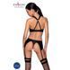 Сетчатый набор: бюстгальтер с халтером, трусики и пояс для чулок Amanda Set black L/XL - Passion 102907 фото 2