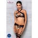Сетчатый набор: бюстгальтер с халтером, трусики и пояс для чулок Amanda Set black L/XL - Passion 102907 фото 3