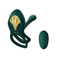 Смарт-ерекційне кільце Zalo - BAYEK Turquoise Green, подвійне з ввідною частиною, пульт ДК 104621 фото