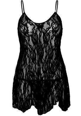 Сорочка бебі-дол Leg Avenue Rose Lace Flair Chemise Black, One Size 107120 фото