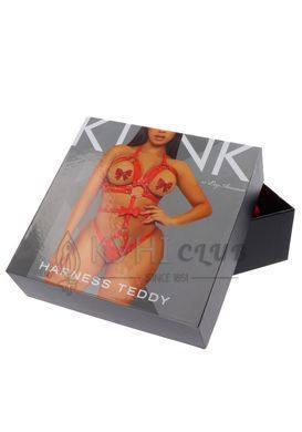 Портупея-тедді з ременів Leg Avenue Studded O-ring harness teddy L Red, екошкіра 106550 фото