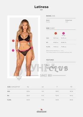Комплект Obsessive Latinesa 2-pcs set XL/2XL, бюстгальтер и трусики 107793 фото