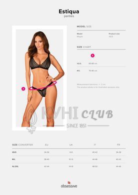 Мереживні трусики із заниженою талією Obsessive Estiqua panties M/L, чорні 105245 фото