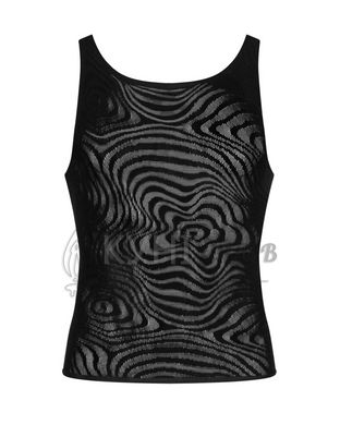 Мужская полупрозрачная майка-борцовка с узором Obsessive T103 tank top S/M/L, черная 105295 фото