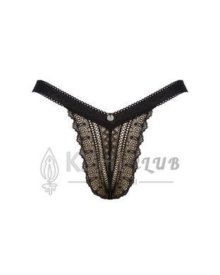 Мереживні трусики із заниженою талією Obsessive Estiqua panties M/L, чорні 105245 фото