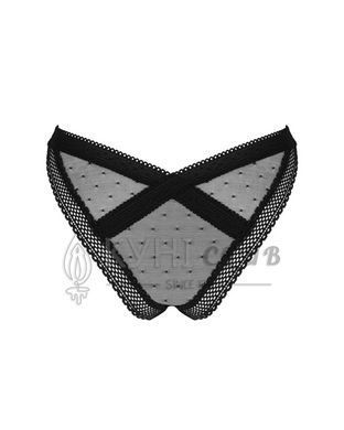 Мереживні трусики із заниженою талією Obsessive Estiqua panties M/L, чорні 105245 фото