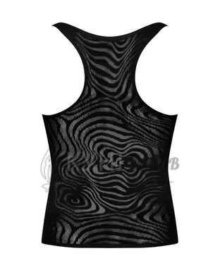 Мужская полупрозрачная майка-борцовка с узором Obsessive T103 tank top S/M/L, черная 105295 фото