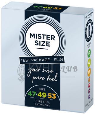 Набір презервативів Mister Size - pure feel - 47–49–53 (3 condoms), 3 розміри, товщина 0,05 мм 105953 фото