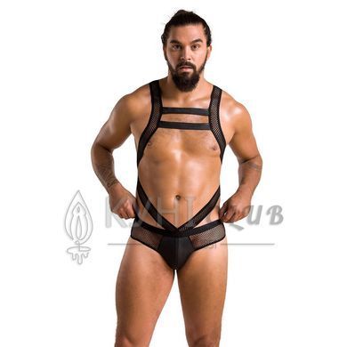 Чоловіче еротичне сітчасте боді Passion 045 VICTOR L/XL Black, екошкіра, сітка 105583 фото