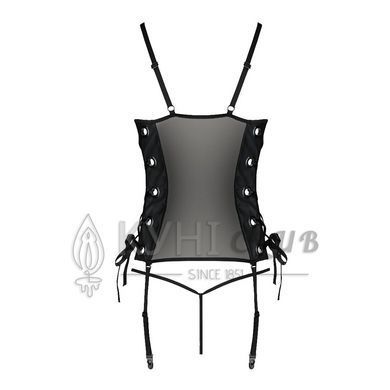 Сетчатый корсет из экокожи Passion MALWIA CORSET 6XL/7XL black, с люверсами и съемными пажами 105020 фото