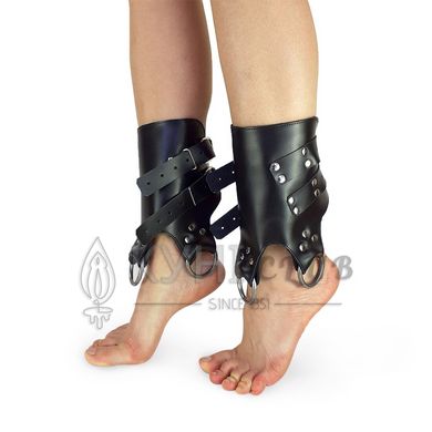 Поножі-манжети для підвісу за ноги Art of Sex – Leg Cuffs For Suspension, чорні, натуральна шкіра 103115 фото