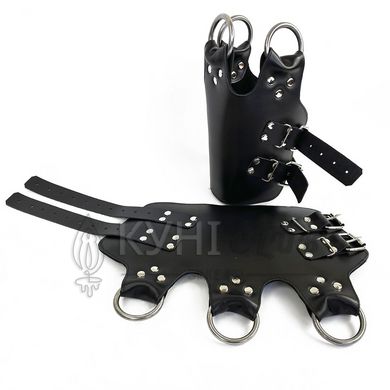 Поножі-манжети для підвісу за ноги Art of Sex – Leg Cuffs For Suspension, чорні, натуральна шкіра 103115 фото