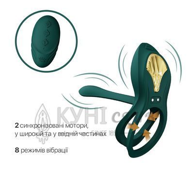 Смартэрекционное кольцо Zalo &mdash; BAYEK Turquoise Green, двойное с вводимой частью, пульт ДУ 104621 фото