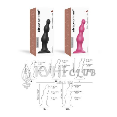 Насадка для страпона Strap-On-Me Dildo Plug Beads Framboise Metallic M, Рожевий 105794 фото