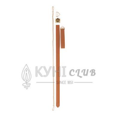 Нашийник з повідцем LOCKINK Tied Collar with Leash Set, коричневий, ланцюг зі шкіряною петлею та кар 109987 фото