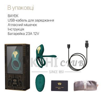 Смартэрекционное кольцо Zalo &mdash; BAYEK Turquoise Green, двойное с вводимой частью, пульт ДУ 104621 фото