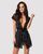 Сатиновый открытый пеньюар на поясе Obsessive 810-PEI&ndash;1 peignoir black 2XL/3XL, черный 105146 фото