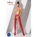 Еротичні колготки-бодістокінги Passion S023 One Size, Red, імітація панчіх з ромбами та пояском 100822 фото 2