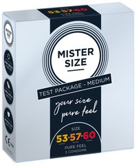 Набор презервативов Mister Size - pure feel - 53–57–60 (3 condoms), 3 размера, толщина 0,05 мм 105954 фото