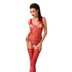 Бодістокінг Passion BS051 red, комбінезон, імітація панчіх і боді 109424 фото