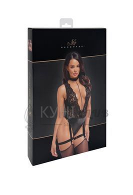 Боди Noir Handmade F297 Libido, M, черное, кружево, низ под латекс, открытый доступ, гартеры 108218 фото