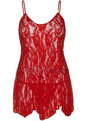 Сорочка бебі-дол Leg Avenue Rose Lace Flair Chemise Red, One Size 107121 фото