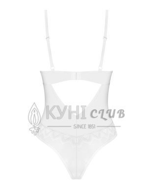 Боді Obsessive Alissium Teddy White, XS/S, ліф з м&rsquo;якою чашкою, високі вирізи для ніг 109649 фото