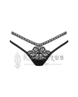 Трусики-стрінги Obsessive Blomentis thong, M/L, чорні, мереживні, боковинки &mdash; подвійні смужки 109967 фото