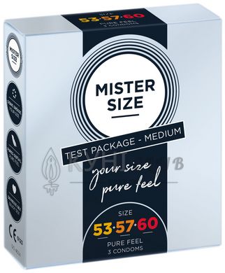 Набір презервативів Mister Size - pure feel - 53–57–60 (3 condoms), 3 розміри, товщина 0,05 мм 105954 фото