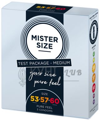 Набір презервативів Mister Size - pure feel - 53–57–60 (3 condoms), 3 розміри, товщина 0,05 мм 105954 фото