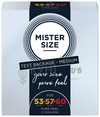 Набір презервативів Mister Size - pure feel - 53–57–60 (3 condoms), 3 розміри, товщина 0,05 мм 105954 фото