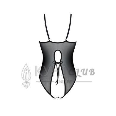 Боді з ажурним декором та відкритим кроком Passion URSULA BODY L/XL, black 103727 фото