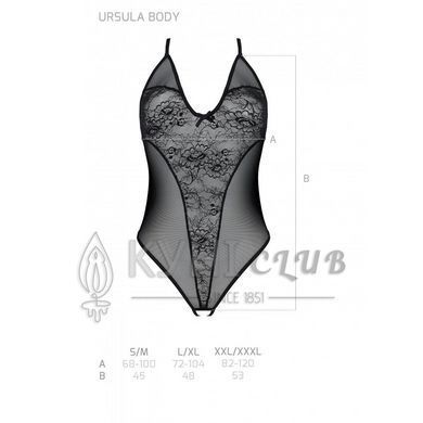 Боді з ажурним декором та відкритим кроком Passion URSULA BODY L/XL, black 103727 фото