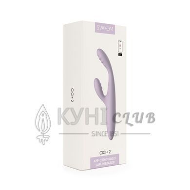 Тонкий кролик-вібратор Svakom Cici+ 2 Lilac, керування зі смартфона, підігрів до 38 &deg;C 109927 фото