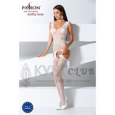 Сітчастий бодістокінг Passion BS062 One Size, White, комбінезон, імітація панчіх, відкритий доступ 100756 фото