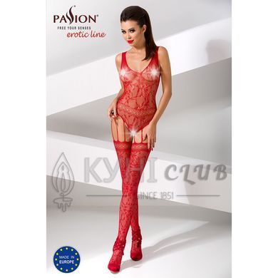 Бодістокінг Passion BS051 red, комбінезон, імітація панчіх і боді 109424 фото