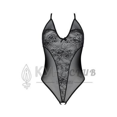 Боді з ажурним декором та відкритим кроком Passion URSULA BODY L/XL, black 103727 фото