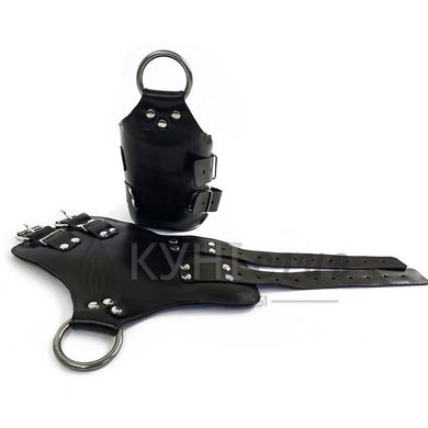 Манжеты для подвеса за руки Kinky Hand Cuffs For Suspension из натуральной кожи, цвет черный 103116 фото