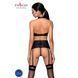 Комплект из эко-кожи с имитацией шнуровки Nancy Set black L/XL - Passion топ, трусики и пояс для чул 102959 фото 2