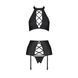 Комплект из эко-кожи с имитацией шнуровки Nancy Set black L/XL - Passion топ, трусики и пояс для чул 102959 фото 3