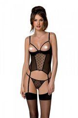 Корсет Passion MARINA CORSET, XXL/XXXL, black, з відкритими чашками 107738 фото