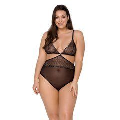 Боді Passion AMBERLY BODY 6XL/7XL black, асиметричний крій, мереживний ліф, золота нитка 104962 фото