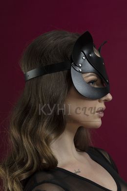 Маска кішечки Feral Feelings - Catwoman Mask, натуральна шкіра, чорна 108671 фото