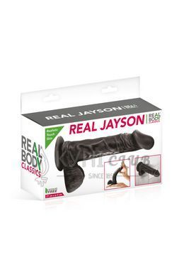 Фалоімітатор на присосці Real Body &mdash; Real Jayson Black, TPE, діаметр 4 см 102039 фото