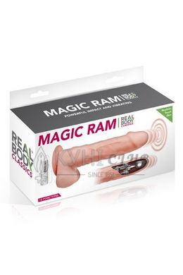 Фалоімітатор-пульсатор із вібрацією Real Body — Magic Ram, діаметр 4 см, рух вперед-назад 100041 фото